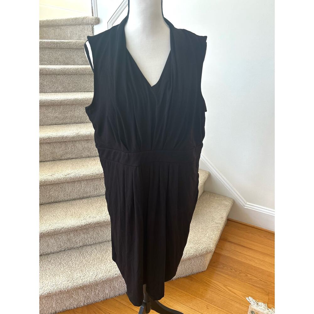 NWT Chico's Black Sleeveless Ruched Drape Front Sheath Dress